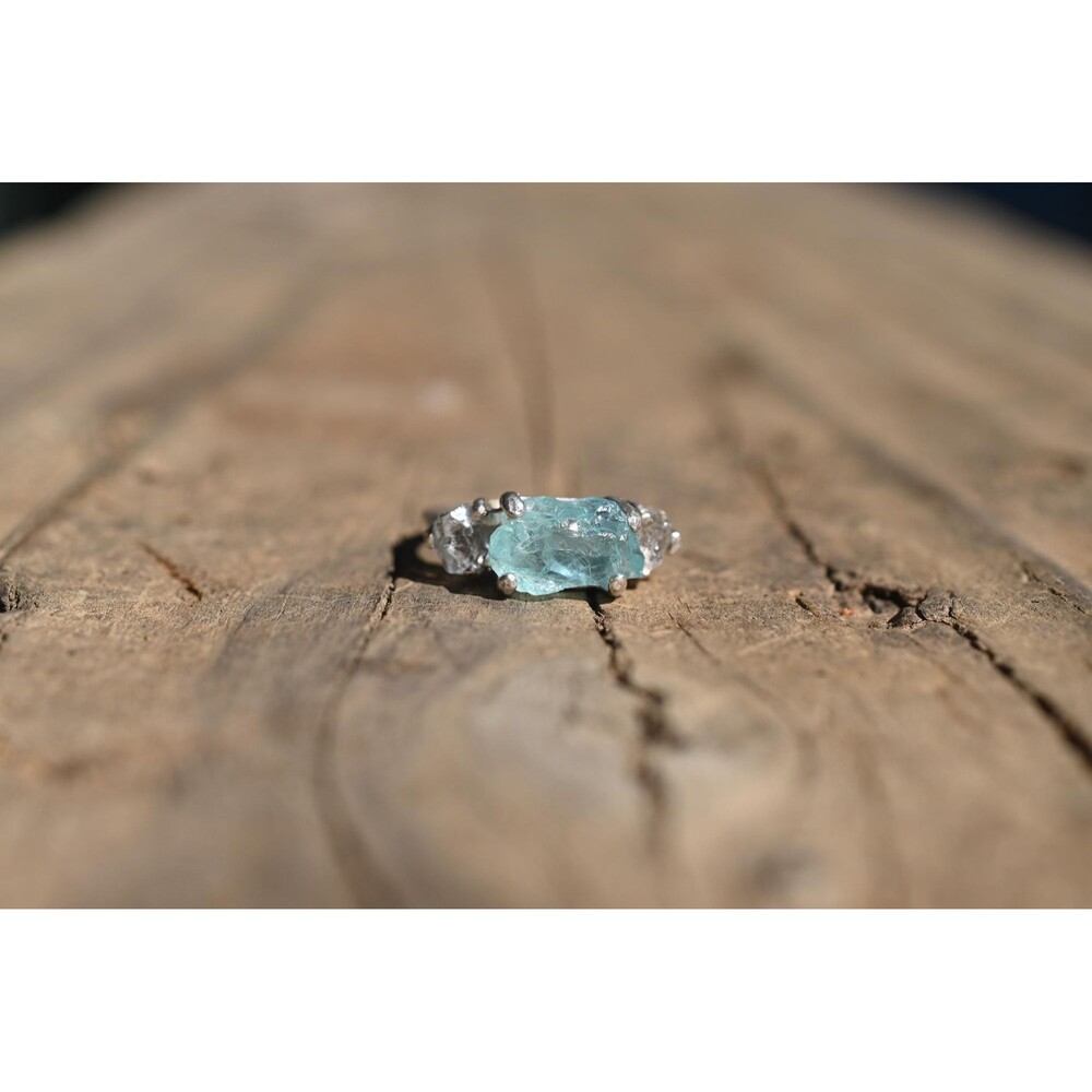 Aquamarine Ring Gothic Simple Promise Alternative Woman Boho Dainty Minimalist R